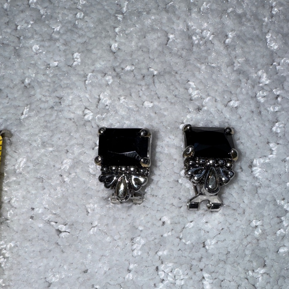 Elegant Black and Silver Clip-On Earrings